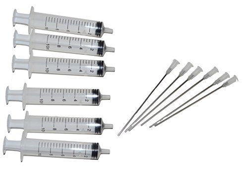 6 pcs 10ml Syringe & 6 XTRA LONG 4" Blunt Needles for Ink Cartridge & CIS Refill