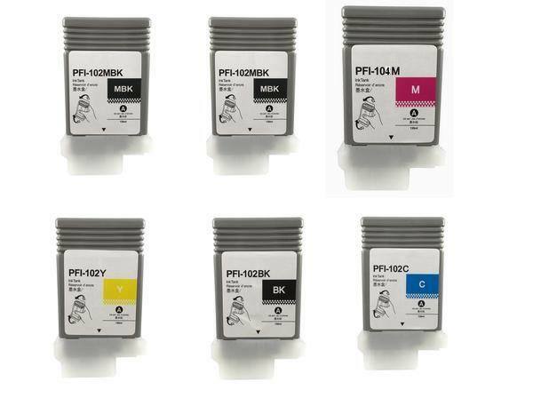 6 NEW Compatible Canon ipf 500 510 600 605 700 710 720 PFI-102 INK cartridges