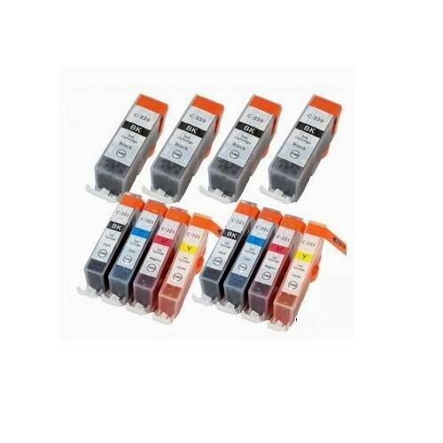 12 pk Ink Cartridge Comp for Canon CLI-221 PGI-220 PIXMA MP620 MP620B printer