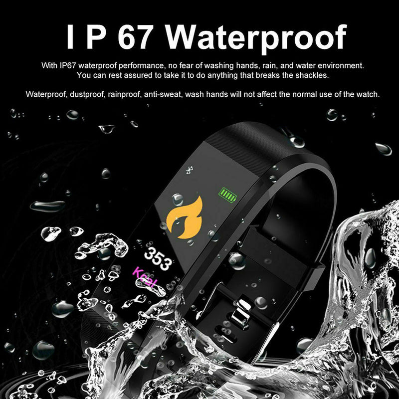 115Plus Smart Watch Bracelet Wristband Waterproof Track Blood Pressure Calorie