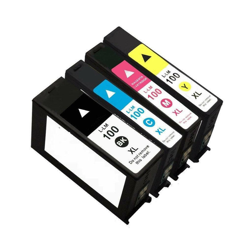 4PK Compatible BLACK COLOR Ink Cartridges Lexmark 100XL 100 XL