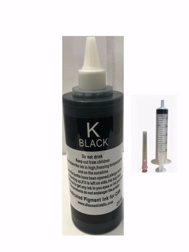 250ml Pigment Black bulk refill ink for HP inkjet printer