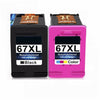 Remanufactured for HP 67XL Black & Tri-Color Ink Cartridges HP Envy Photo 6052