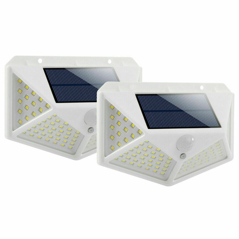 2x LED Solar PIR Motion Sensor White Light Outdoor Security Garden Waterproof