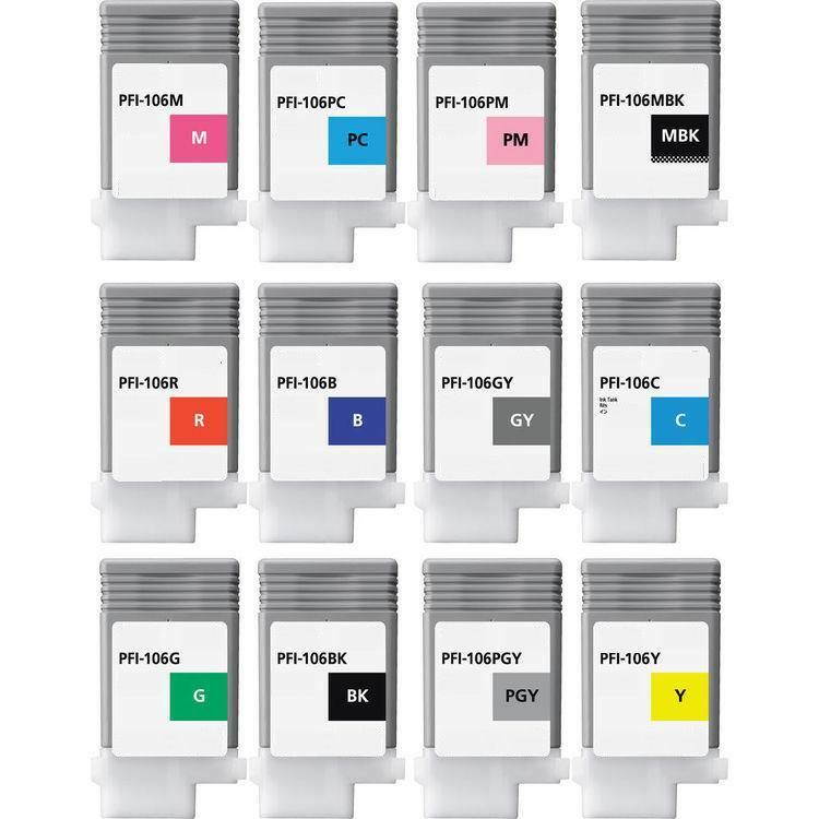 8 Canon ipf 6300 ipf 6400 ipf 6450 PFI-106 PFI-105 Ink cartridges NON-OEM