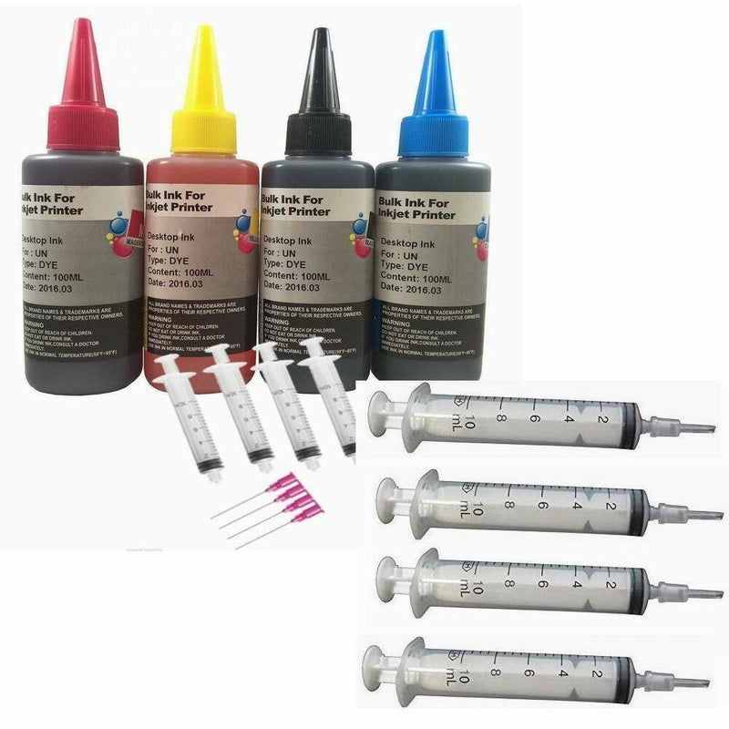 HP 950 951 711 Genuine Ink Cartridge REFILL KIT with 4x100ml Ink +4 refill tips