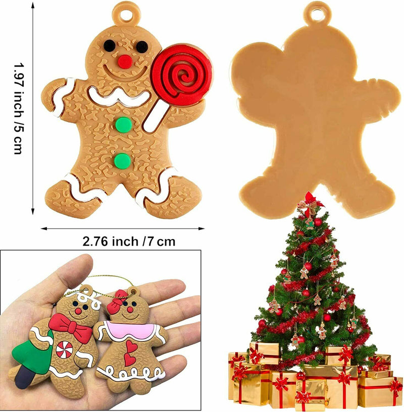 Gingerbread Man Ornaments Christmas Tree Hanging Pendant Xmas Decoration -12pcs