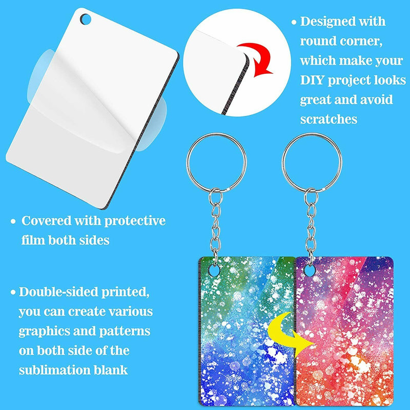 DIY Sublimation Keychain Blank 120Pcs Heat Transfer Keychain MDF Pendant 6 Style