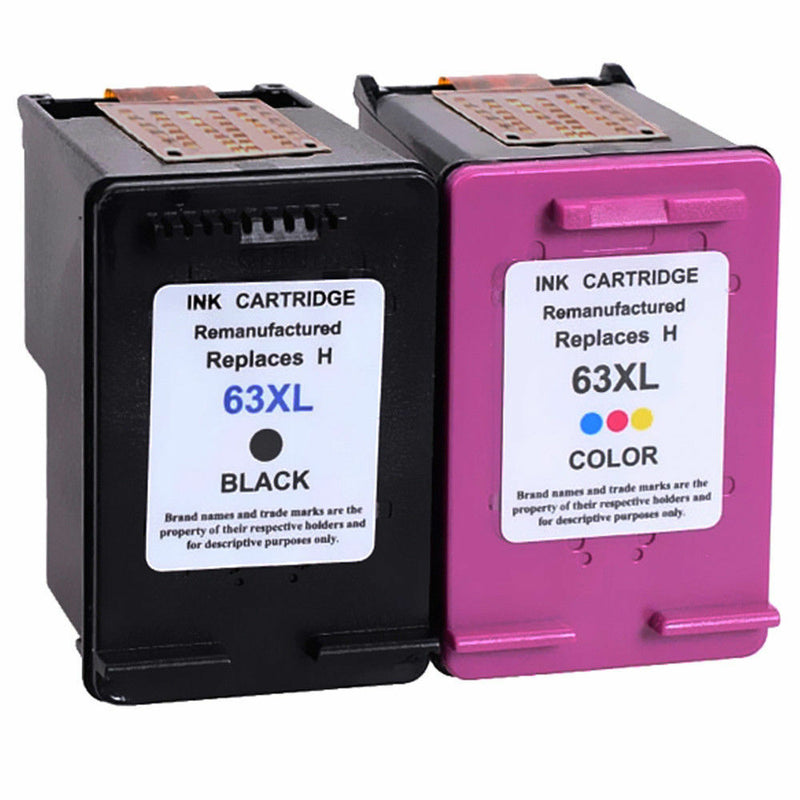 2Pk 63XL Ink Cartridges for HP Deskjet 1110 1111 1112 2130 2132 3630 3632 3633