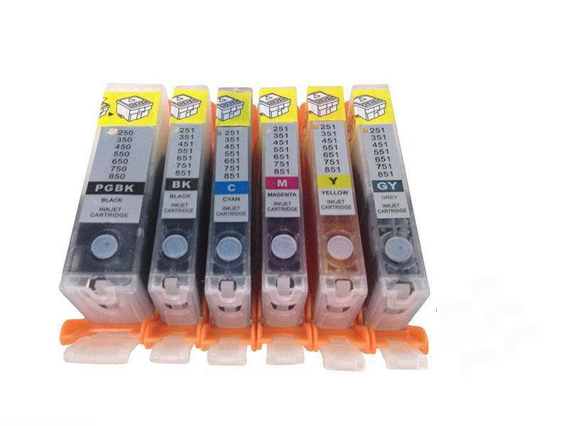 6 Full Refillable Ink Cartridges Canon PGI-250 CLI-251 MG5420 MG5450 MG5520 ARC