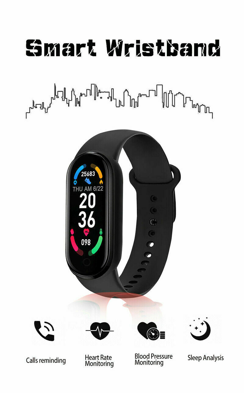 Smart Band Watch Bracelet Wristband Fitness Blood Pressure Heart Rate Monitor M6