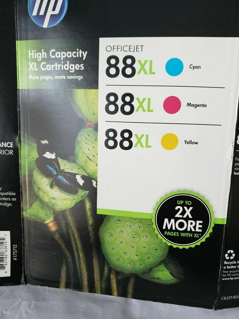 New Genuine HP 88XL Black & Color Ink Cartridges, OfficeJet Pro 8500 A909a