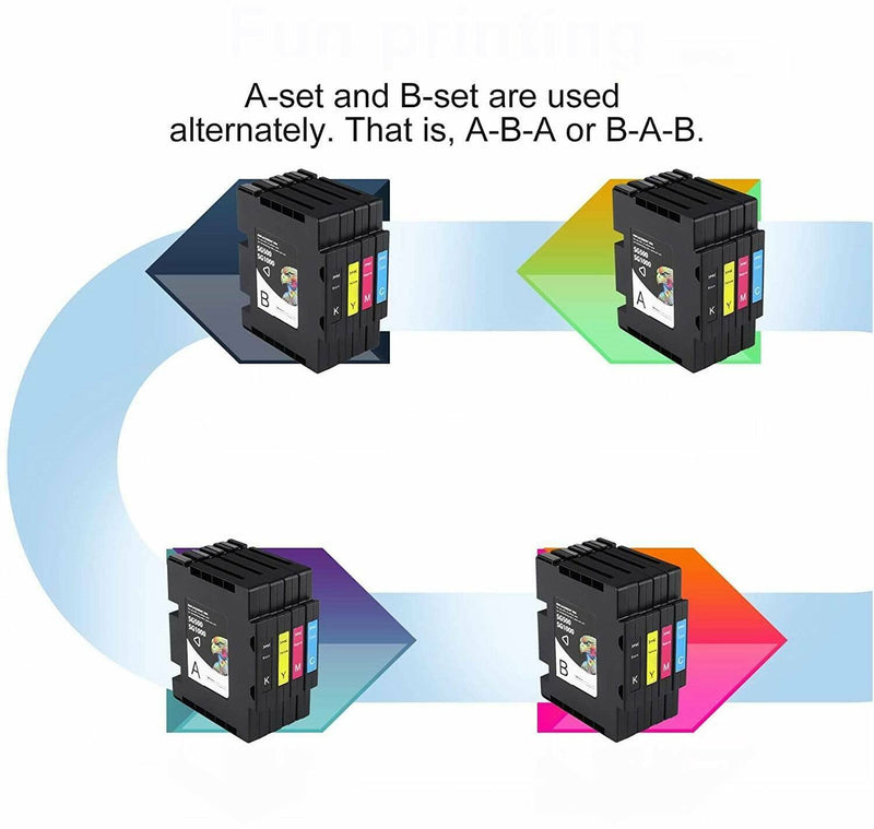 8 Pack RICOH GC51 ink cartridge For SG3210DNw SG3210 with pigment ink Ver A+B