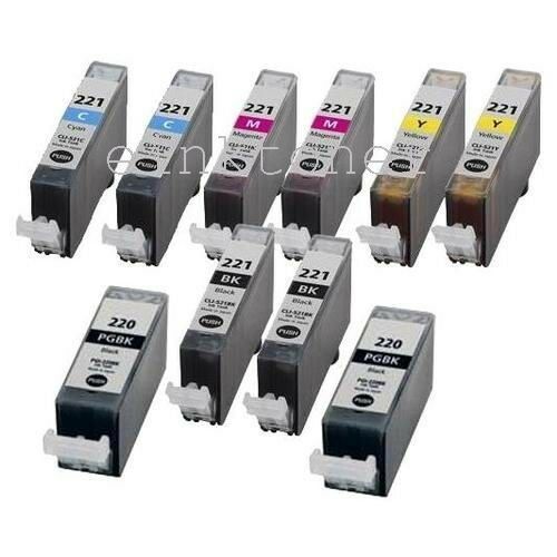 10 PACK Comp PGI-220 CLI-221 Ink Tank for Canon Printer Pixma MX860 MX870 MP560