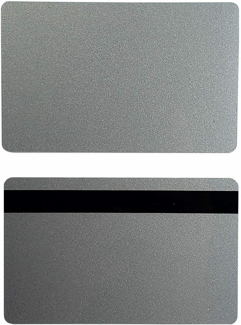 Silver PVC 3 Track HiCo Mag Cards, CR80 .30 mil, Magnetic Stripe - Pack of 100