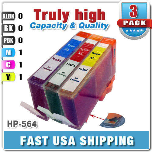 3 PK Compatible For HP 564XL W/CHIP HIGH YIELD 564 XL for HP Printers