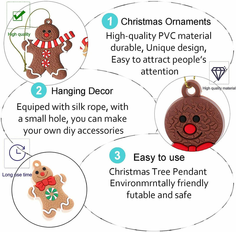 Gingerbread Man Ornaments Christmas Tree Hanging Pendant Xmas Decoration -12pcs