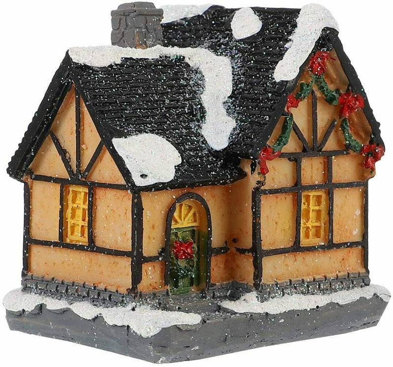 Resin Christmas Village Houses with LED Xmas Holiday Decoration Ornaments Gift