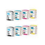 8PK Compatible For HP 10/82 ink cartridges C4844 C4911 C4912 C4913 Designjet 800