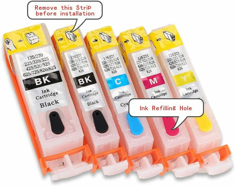 5P Empty Refillable Ink Cartridge Compatible for Canon PGI-220 CLI-221