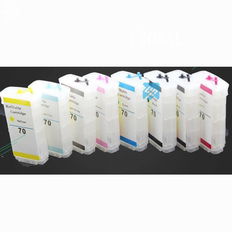 8pks Empty Refillable ink cartridge Kit for HP 70 DesignJet Z2100 Z5200 130ml