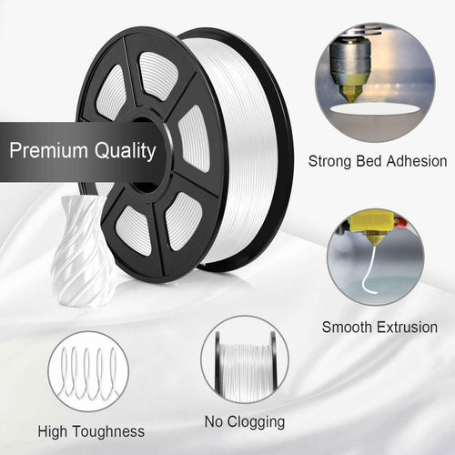 PLA Silk White Filament 1.75mm 3D Printer Filament 2.2 LBS Spool 3D Printing