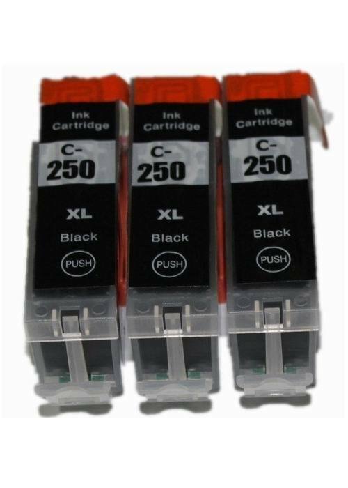 3 BLACK Ink fit for Canon PGI-250XL PRINTER PIXMA MG-6620 7120 7520 6320