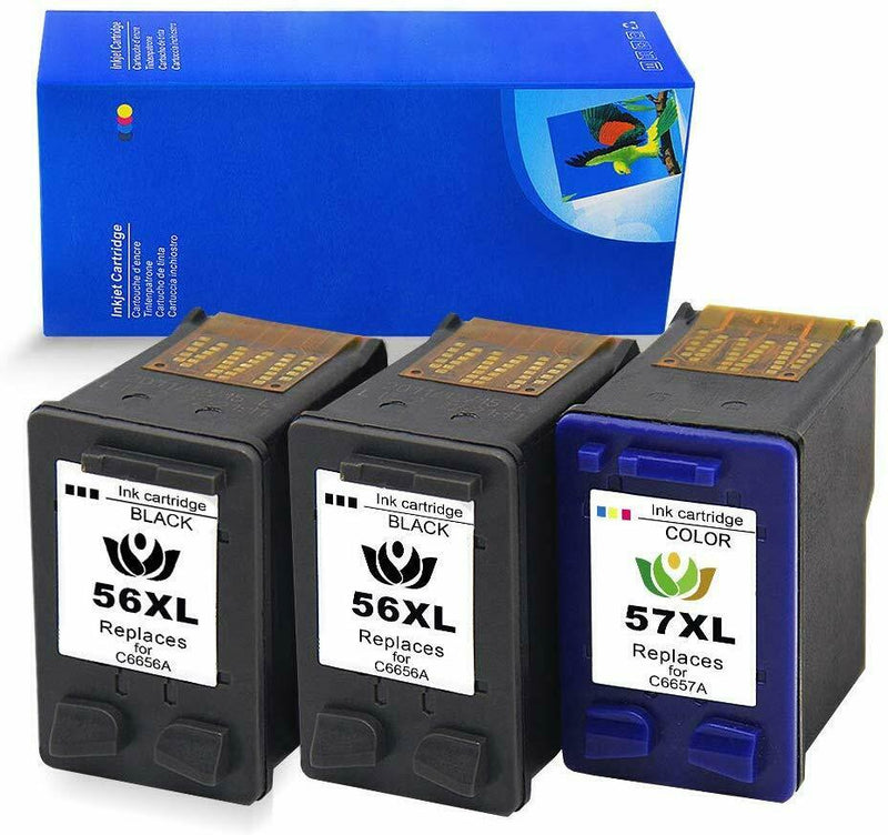 3 Reman HP 56XL 57XL Black-Color Ink DeskJet 5650 9650 9670 9680 450 5850 5550