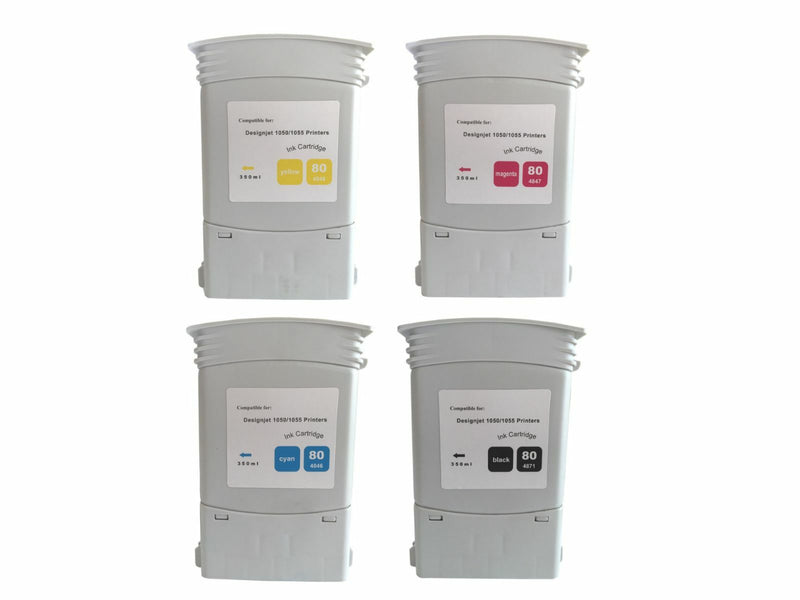 4 Compatible for HP 80 ink set Designjet 1050c plus 1055cm plus cartridges