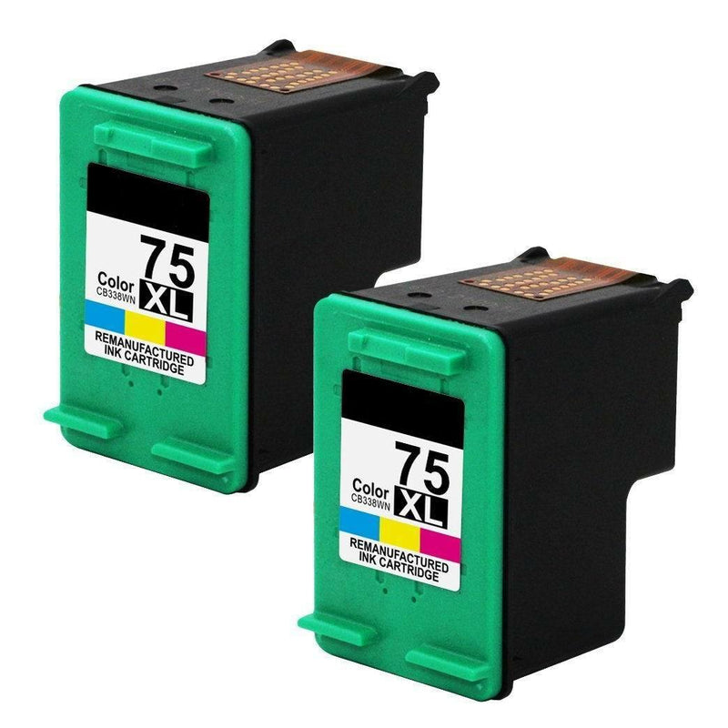 2PK HP 75XL Tri-color Ink Photosmart C4280 C4342 C4344 D5345 D5360 D5363 D5368