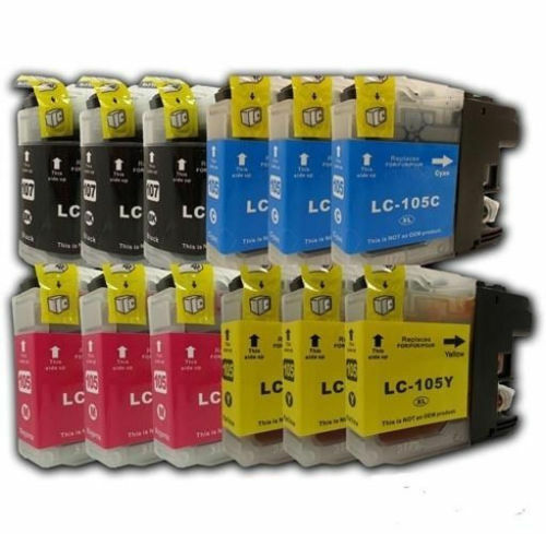 12 Pk LC107 LC105 XXL Ink For Brother MFC-J4510DW MFC-J4610DW with CHIP