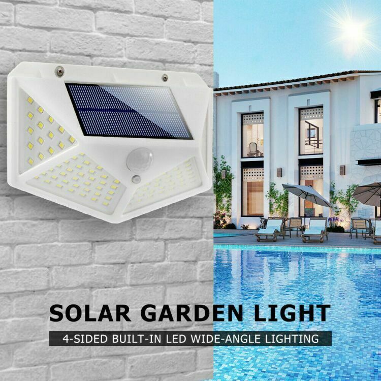 Waterproof 100 LED PIR Motion Sensor Solar Outdoor Garden Lamp Yard Black Light