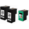 3PK HP 74XL Black & 75XL Tri-color Ink Photosmart C4280 C4342 C4344 D5345 D5360