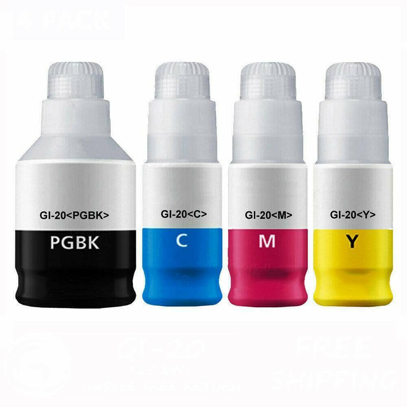 4P Compa GI-20 Black Cyan Magenta Yellow Ink Bottle For Canon Pixma G5020 G6020