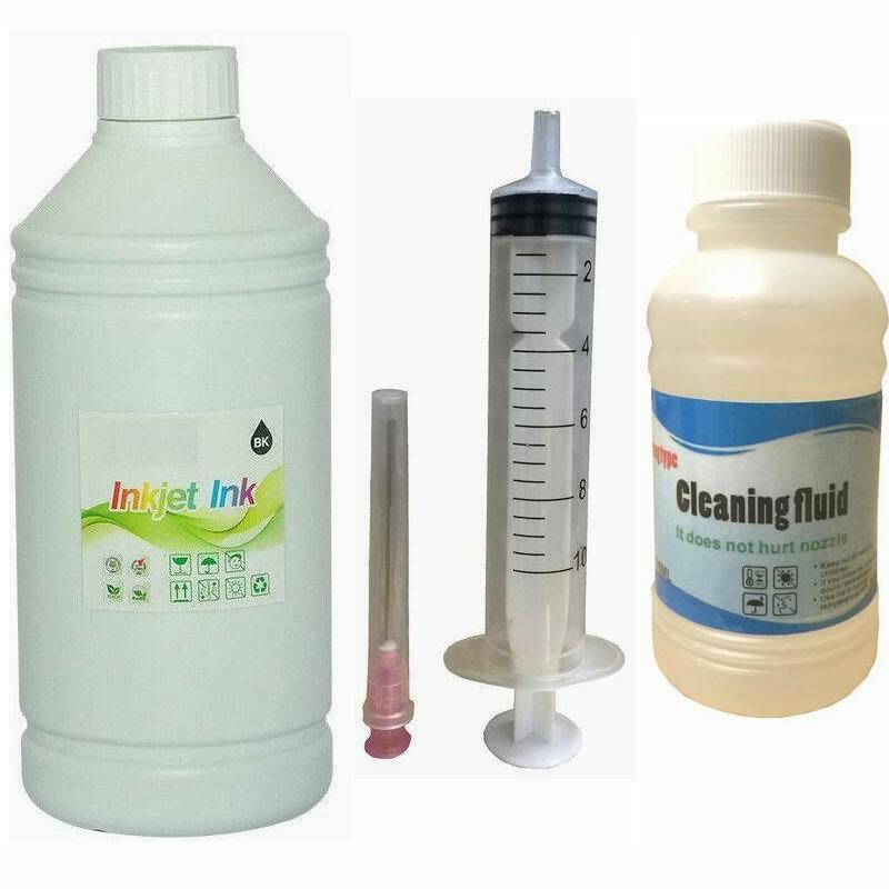 1000ml BK Dye Refill Ink for Canon Refillable Cartridges CISS plus liquid clean