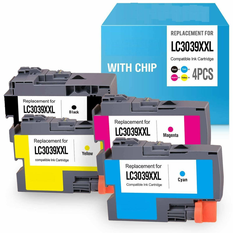 4 Packs Compatible Brother LC3039 High Yield Ink Black, Cyan, Magenta, Yellow