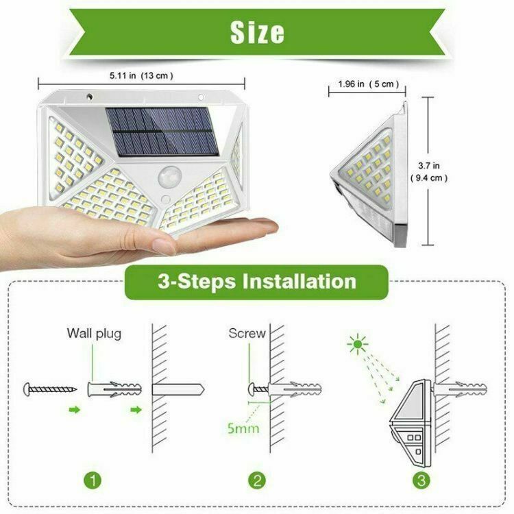 Waterproof 100 LED PIR Motion Sensor Solar Power Outdoor Garden Lamp Yard Light