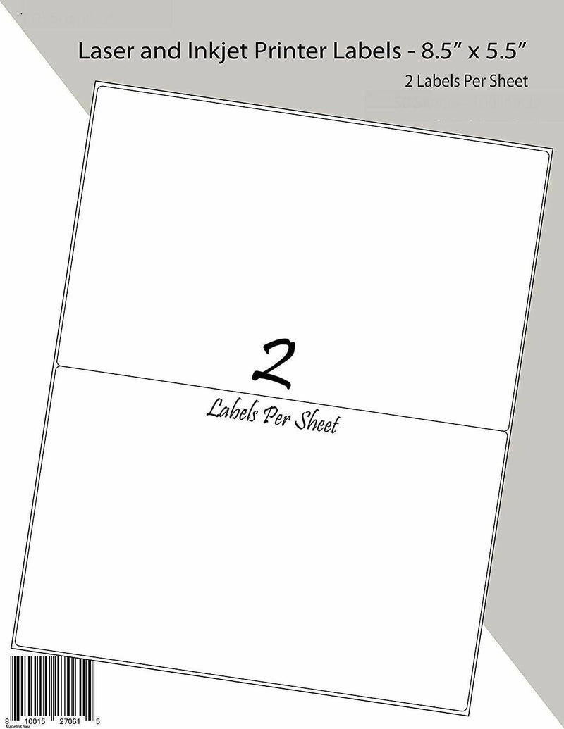 200 Half Sheet Address Mailing Labels Self Adhesive Shipping Label 8.5 x 5.5 100