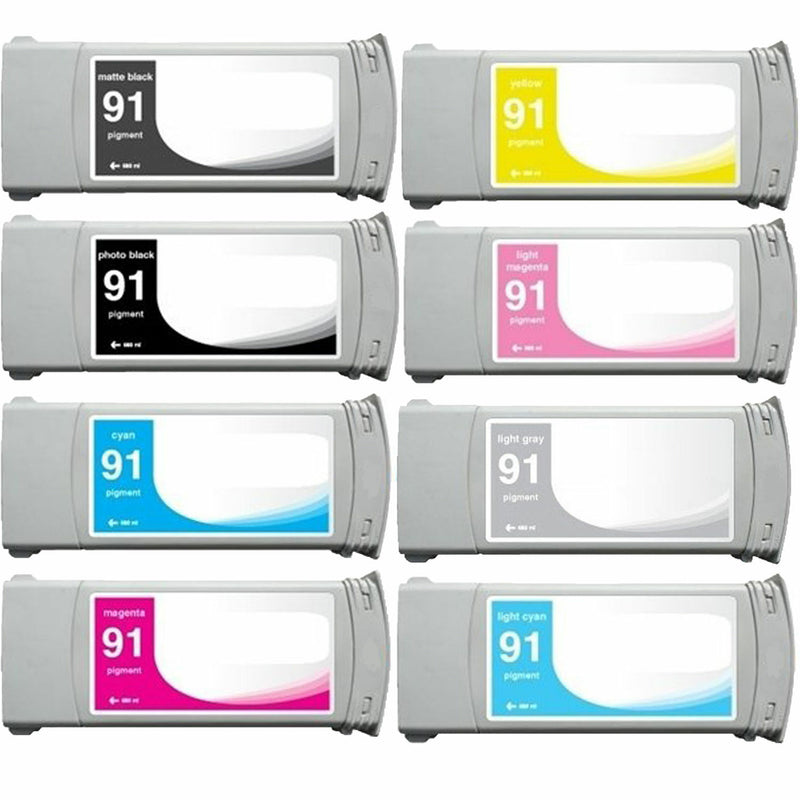 8PK COMBO C9464A-C9471A 91 #91 Compatible Ink Cartridge For HP DesignJet Z6100PS