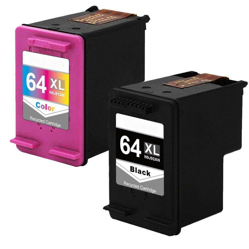 2 Pack 64XL Black&Color Ink for HP ENVY 7120 7130 7132 7155 7158 7164 7800 7820