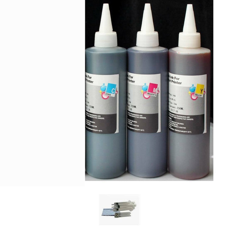 3x250ml Color BULK DYE-BASED REFILL INK FOR HP LEXMARK DELL CANON
