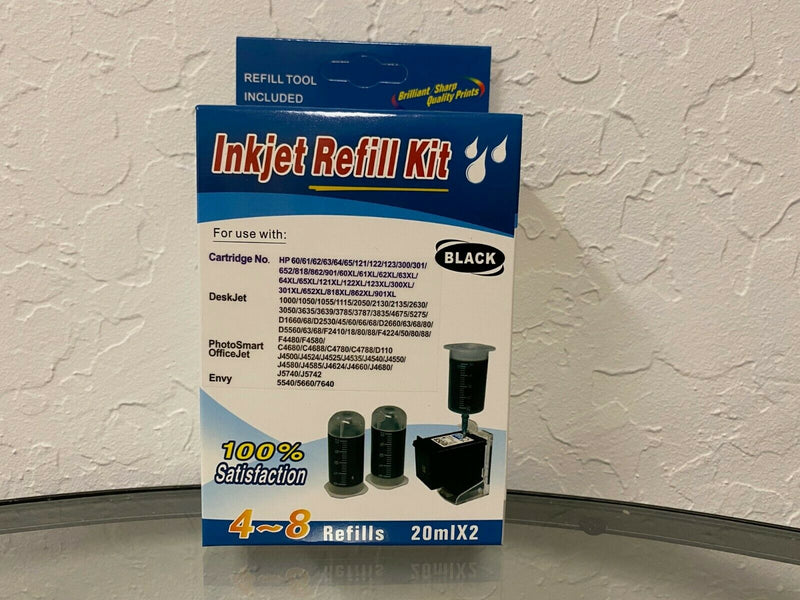Black Ink Refill Box Kit for HP 60/61/62 63 64 65 Series Ink Cartridges