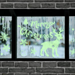 Christmas Xmas Glowing Stickers Reindeer Santa Decals Windows Holiday Decoration