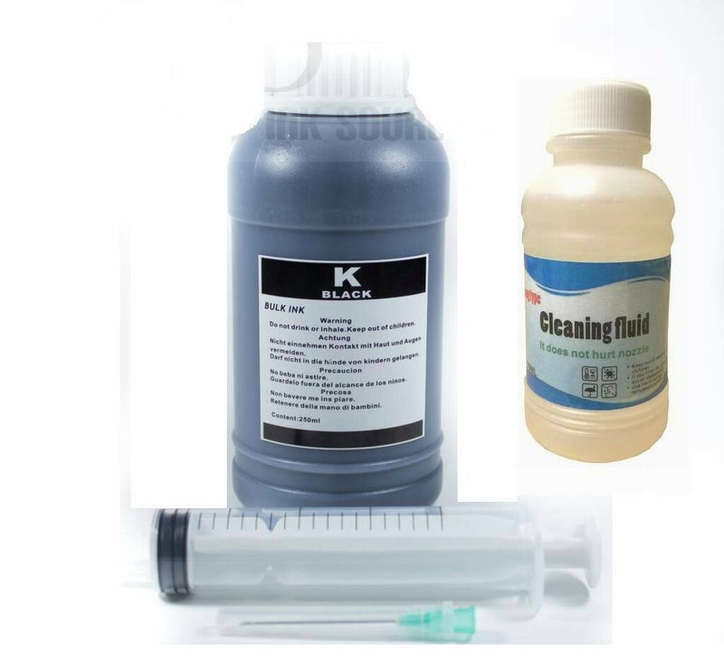 500ml BK Dye Refill Ink for HP Refillable Cartridges CISS plus liquid clean