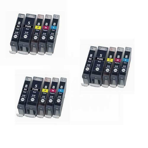 15 New Ink Pack Comp for Canon PGI-5BK CLI-8 iP4200 iP4300 iP4500 iP5200 MP500