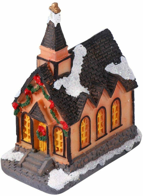 Resin Christmas Village Houses with LED Xmas Holiday Decoration Ornaments Gift