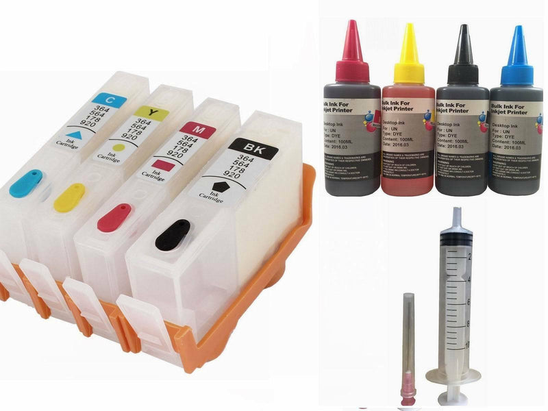 4 pack Combo Empty Refillable ink kit for HP 564 564XL