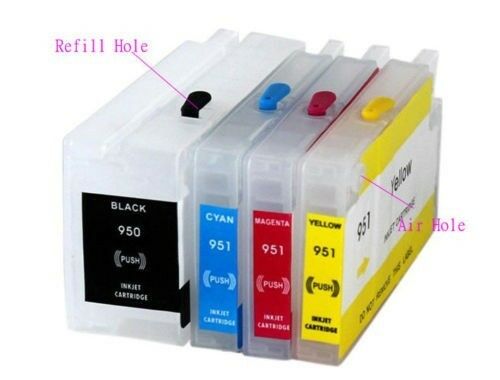 4 Refillable Empty Cartridges For HP 950 951 Officejet Pro 8600 8100 RCA Chip