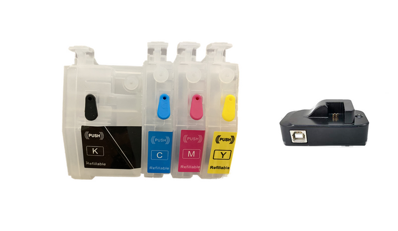 Empty Refillable Cartridges for Brother LC3017 LC3019 J5330DW with Chip Resetter