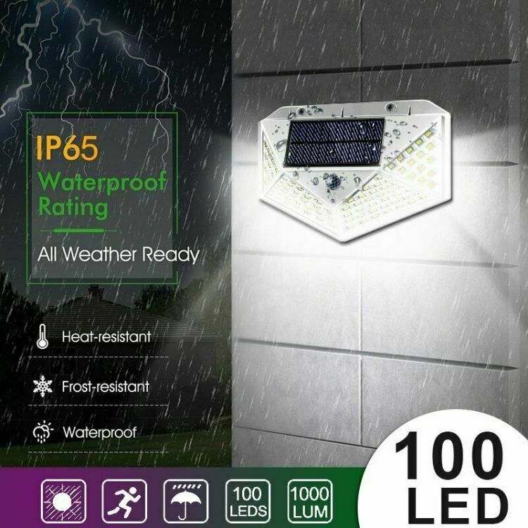 Waterproof 100 LED PIR Motion Sensor Solar Outdoor Garden Lamp Yard Black Light